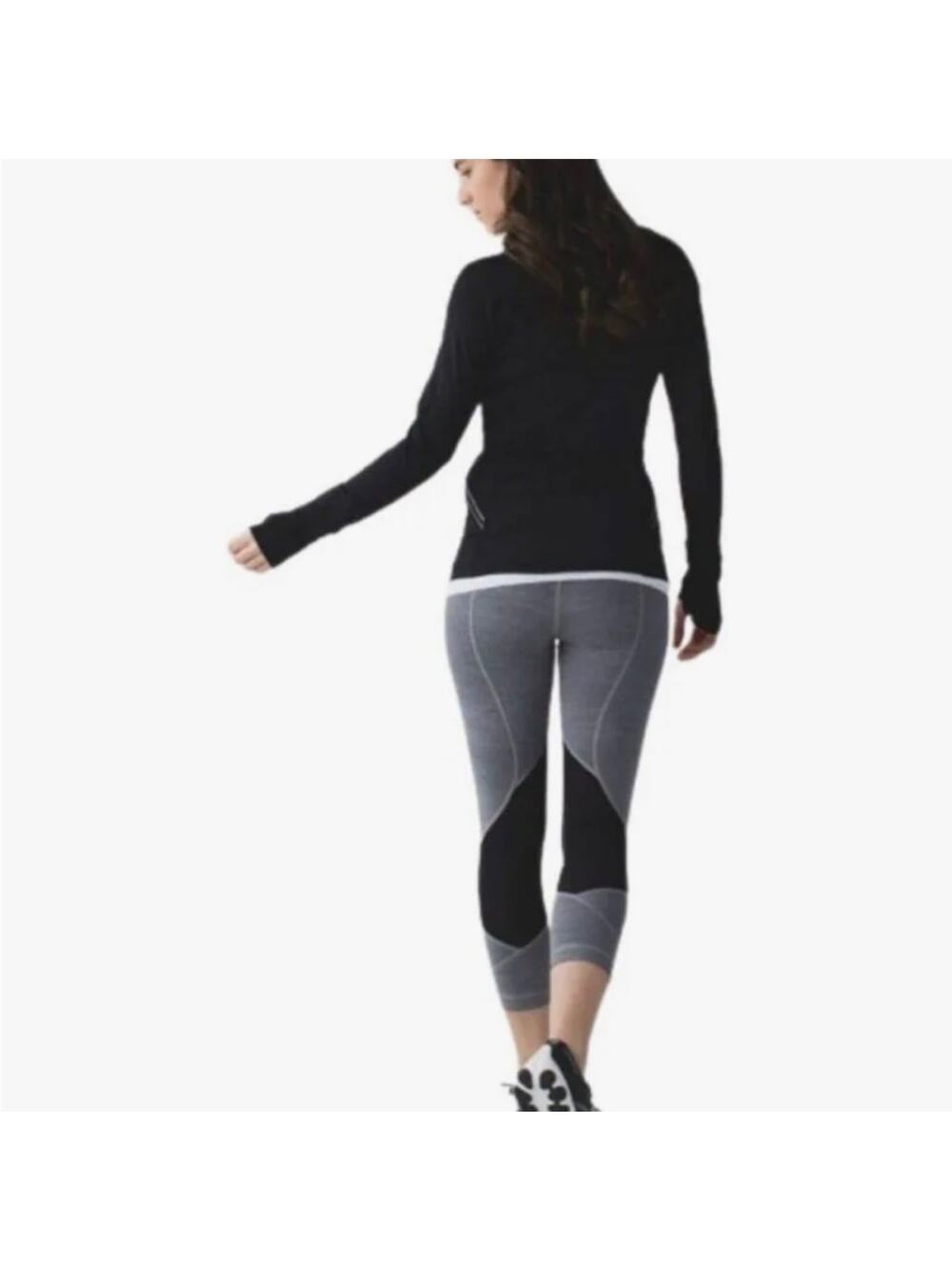 Lululemon‎ Pace Rival Crop Space Dye Camo Black Dark Slate / Black Size 4
